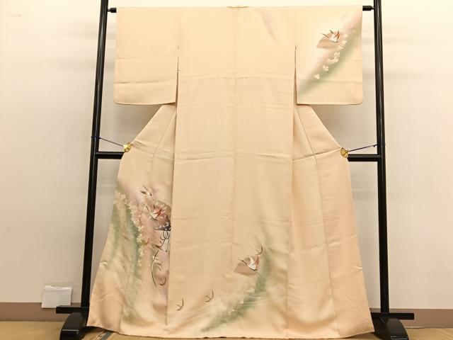 平和屋着物■訪問着 飛鶴花蝶文 暈し染め 金銀彩 正絹 逸品 BAAW7921hv