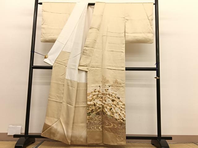 平和屋着物■豪華色留袖 作家物 駒刺繍 流水菊文 金彩 正絹 逸品 BAAW7909hv