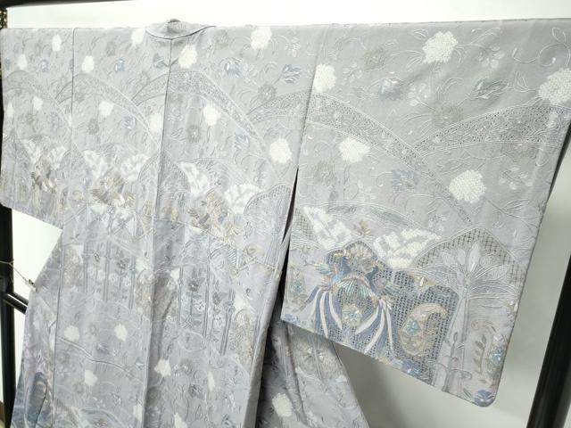平和屋本店●極上 訪問着 総刺繍 中国三大刺繍 スワトウ相良刺繍 鳳凰花唐草文 利休白茶色地 金糸 逸品 CZAA5582s6