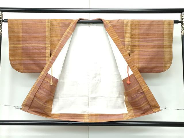 平和屋本店∞希少 人間国宝 志村ふくみ 羽織 紬地 2点セット 単衣 格子柄 羽織紐・たとう紙付き 逸品 CZAA5588s6