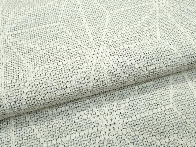 平和屋本店▽極上 白鷹お召 単衣 110亀甲 麻の葉文様 逸品 未使用 CZAA5593s6