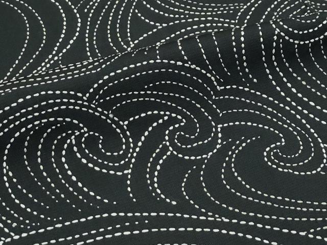 平和屋本店●極上 訪問着 本場大島紬地 総刺繍 刺し子 立波文 逸品 CZAA5596s6
