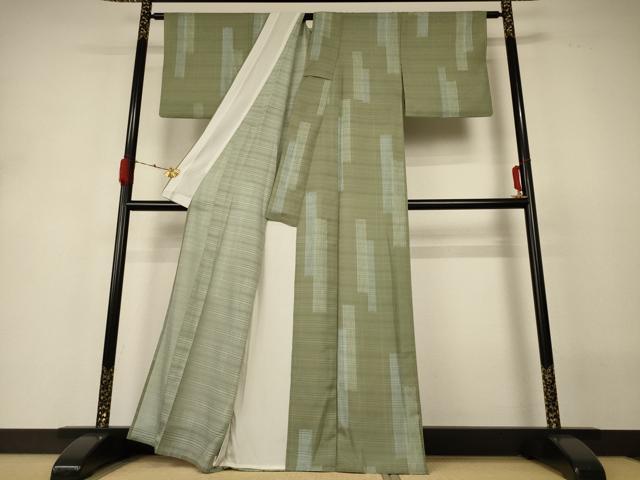 平和屋着物*夏物 小紋 絽 変わり縞 洗える着物 AABH3265jd