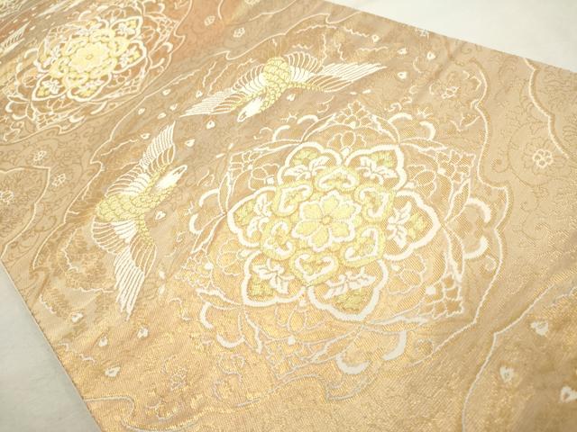 平和屋着物◎六通柄袋帯 唐織 花鳥文 金糸 正絹 逸品 DABD2952cd