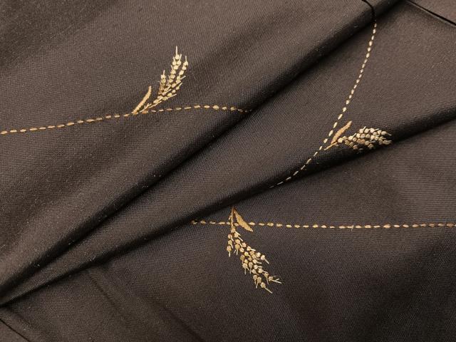 平和屋着物●本場大島紬 刺繍 稲 正絹 逸品 未使用 AABH3850ph