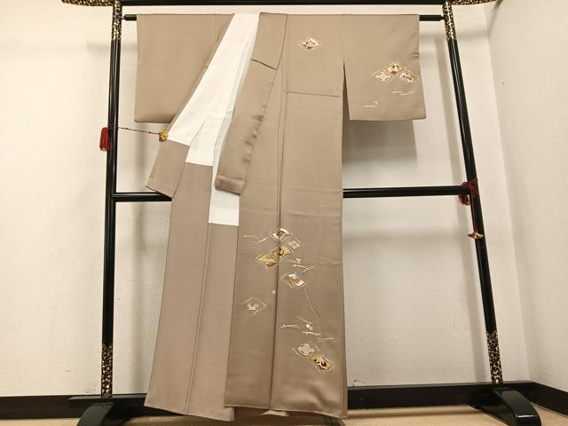 平和屋着物●訪問着 友禅 駒刺繍 草花宝尽くし 金彩 正絹 逸品 AABH3846ph