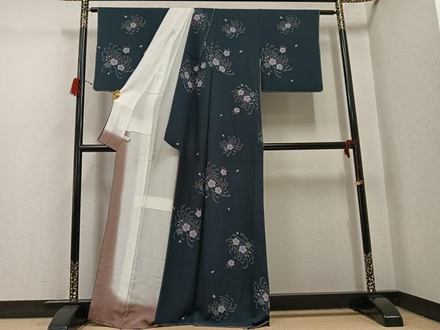 平和屋着物●上質な小紋 長襦袢(無双仕立て)セット 舞花文 正絹 逸品 未使用 AABH3876ph