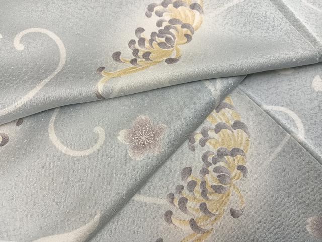 平和屋着物●上質な小紋 菊桜唐草文 暈し染め 正絹 逸品 AABH3854ph