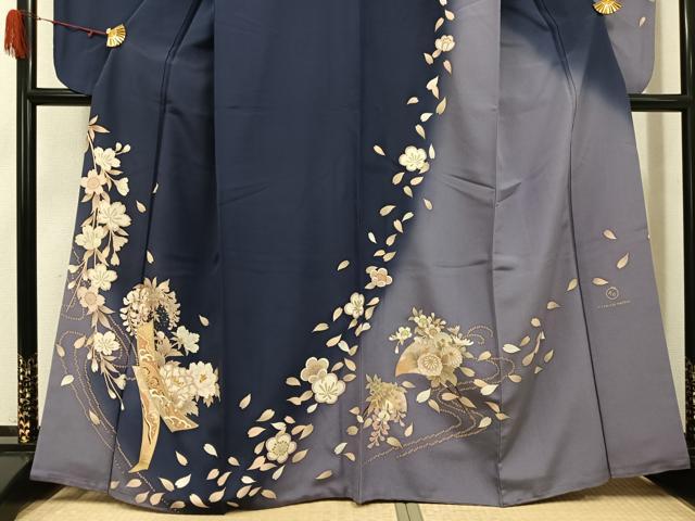 平和屋着物●ファッションブランド hiromichi nakano ヒロミチナカノ 小振袖 二尺袖 刺繍 簪花文 暈し染め 金彩 正絹 逸品 AABH3866ph