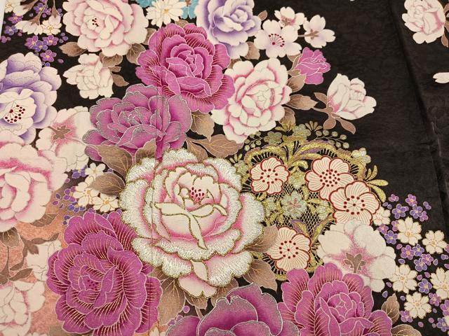 平和屋着物●豪華振袖 刺繍 舞花文 暈し染め 金彩 正絹 逸品 AABH3868ph