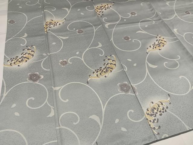 平和屋着物●上質な小紋 菊桜唐草文 暈し染め 正絹 逸品 AABH3854ph