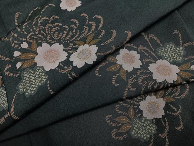 平和屋着物●上質な小紋 長襦袢(無双仕立て)セット 舞花文 正絹 逸品 未使用 AABH3876ph