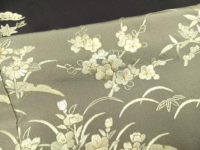 平和屋着物●訪問着 総手刺繍 草花文 暈し染め 金糸 正絹 逸品 AABH3875ph