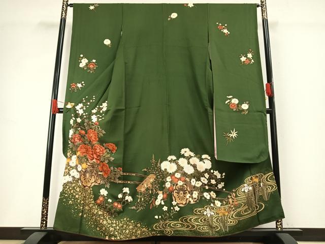 平和屋着物●豪華振袖　糸巻文　金彩　正絹　逸品　AABG4500fy 平和屋着物○豪華振袖 花蝶文 暈し染め 金彩 正絹 逸品 AABG7526phの