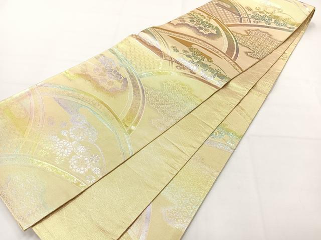 平和屋着物◎佐賀錦 六通柄袋帯 吉祥花文 金糸 正絹 逸品 AABH2408uk