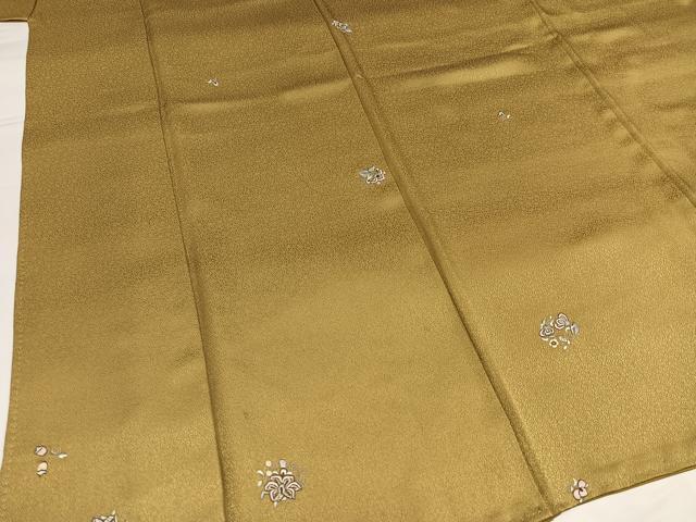 平和屋着物●上質な小紋 総刺繍 草花文 正絹 逸品 AABH4057ph