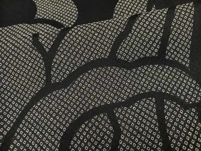 平和屋着物●お召 訪問着 駒刺繍 片輪車立波文 黒地 正絹 逸品 AABH4050ph