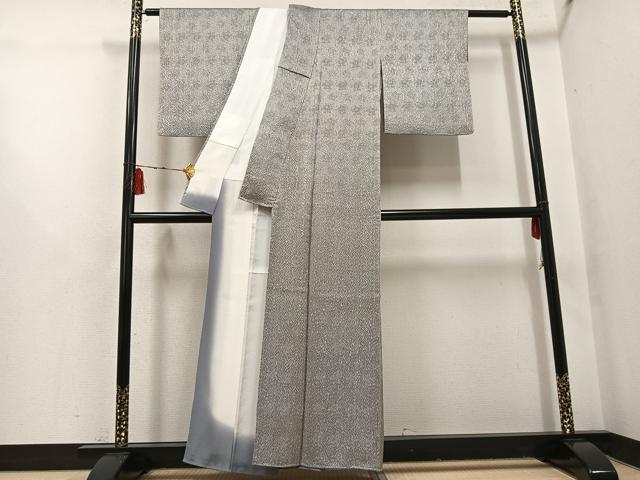平和屋着物●名門 藤娘きぬたや・杢目絞り 小紋 正絹 逸品 AABH4081ph