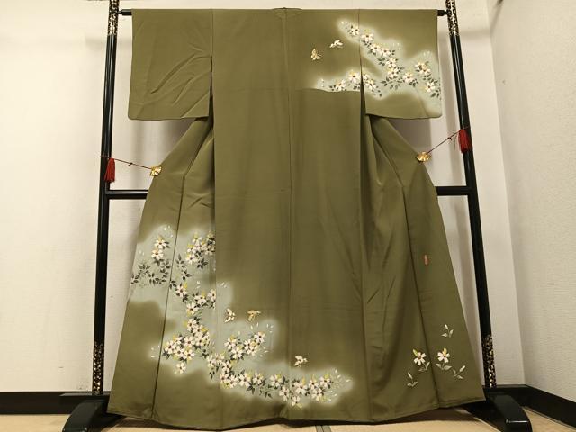 平和屋着物●本加賀友禅作家 能川光陽 青山みとも 訪問着 花蝶文 暈し染め 正絹 逸品 AABH4091ph