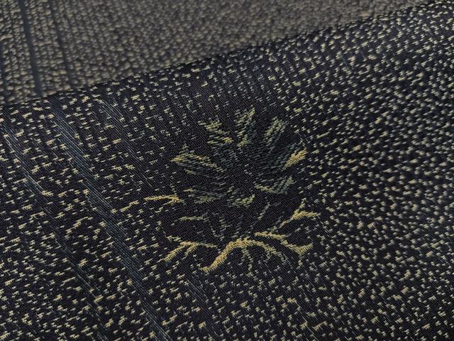 平和屋着物●外山良治 本藍天然染 小紋 舞花文 反端付き 正絹 逸品 AABH4073ph