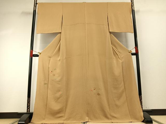 平和屋着物●訪問着 総刺繍 舞花文 金糸 鬼しぼ縮緬 ロング丈 正絹 逸品 AABH0857fy