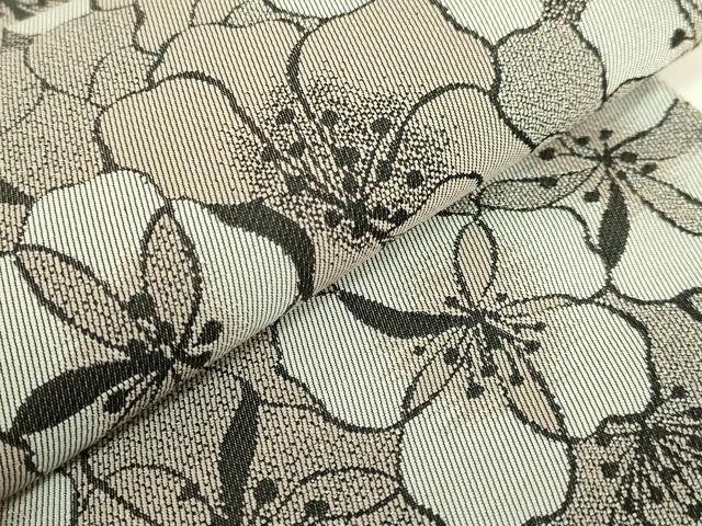 平和屋着物●極上 京都の名門ブランド 銀花仙 両面 半幅帯 花尽し 斜線文 逸品 DZAB6005kh6