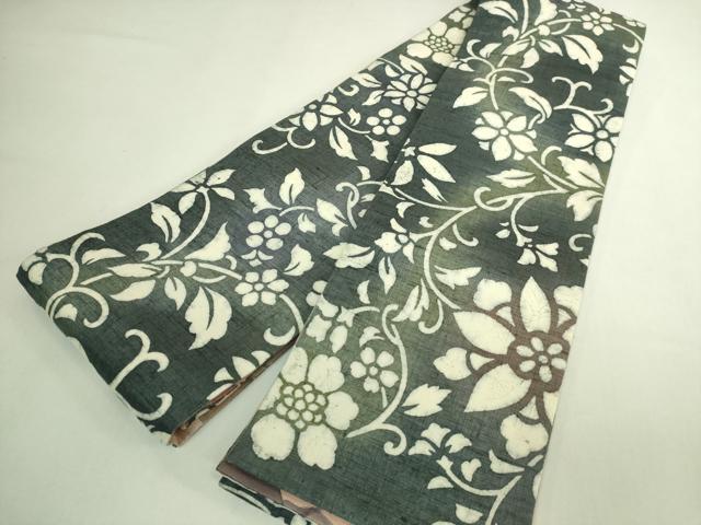 平和屋着物●極上 両面 半幅帯 花唐草 逸品 DZAB6016kh6