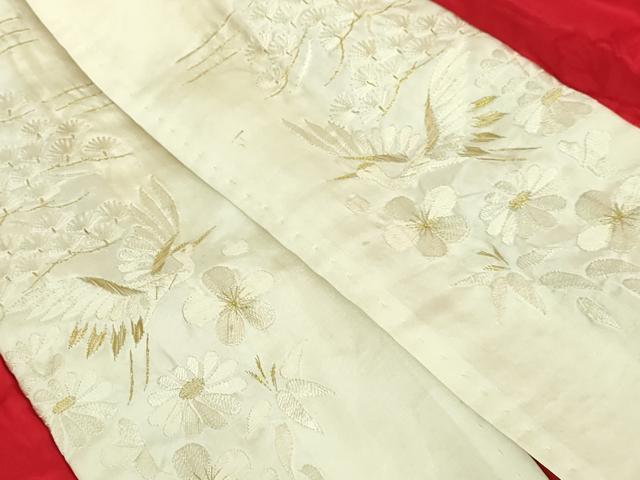 平和屋着物●アンティーク 大正ロマン 長襦袢 袷 飛鶴花地紋 逸品 DZAB6050kh6