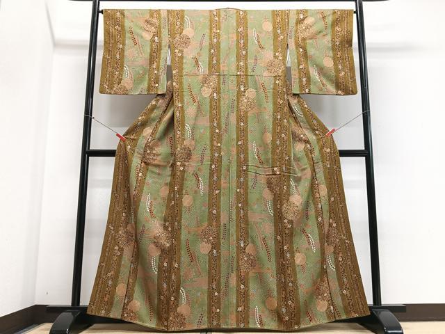 平和屋着物■上質な小紋 更紗花文 金彩 正絹 逸品 CABE7266xe