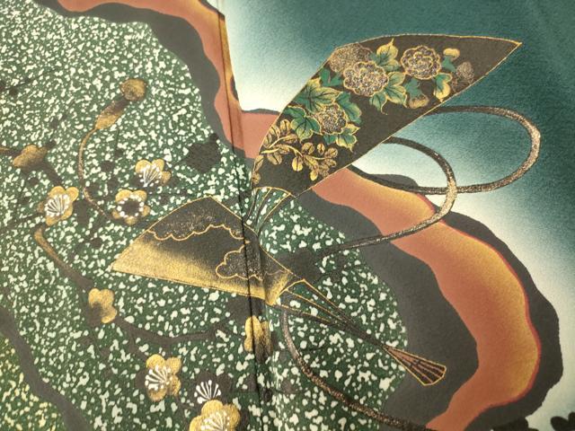 平和屋着物■訪問着 枝梅扇子文 暈し染め 金彩 正絹 逸品 AABH4416fw