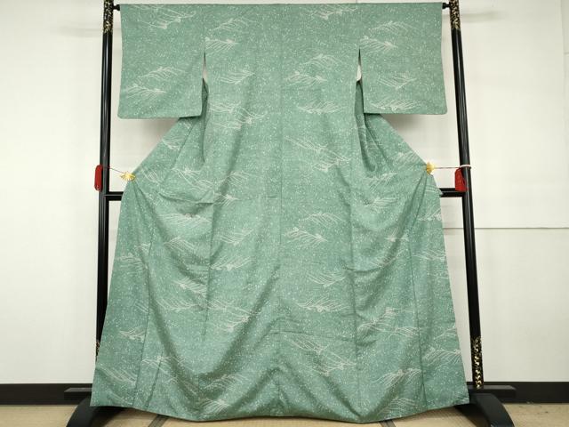 平和屋着物●上質な小紋 紬地 ろうけつ染め 立波文 正絹 逸品 AABH3673cs