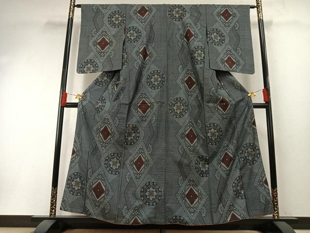 平和屋着物●本場大島紬 割込み絣 正絹 逸品 AABH0874fy