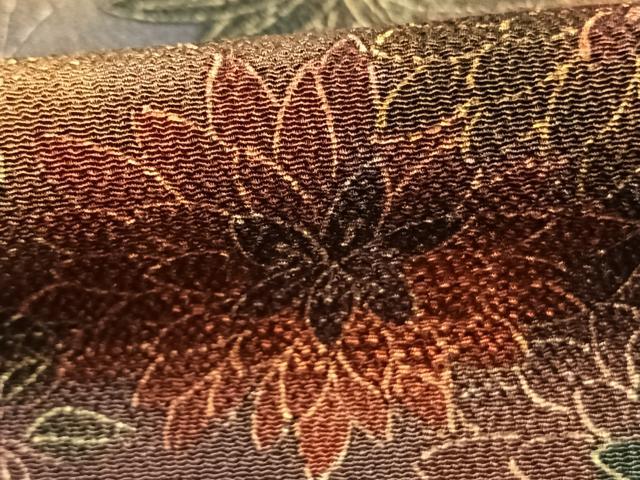 平和屋着物●上質な小紋 草花文 暈し染め 鬼しぼ縮緬 ロング丈 正絹 逸品 AABH0897fy