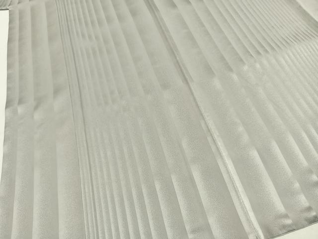平和屋着物●上質な色無地 利久緞子 白梅鼠色 丹後ちりめん 反端付き 正絹 逸品 AABH0878fy