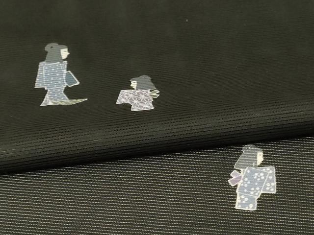 平和屋着物*夏物 小紋 絽 人物文 洗える着物 AABH3911jd