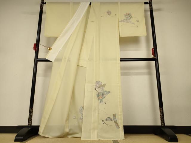 平和屋着物*夏物 訪問着 絽 糸巻文 洗える着物 AABH3909jd