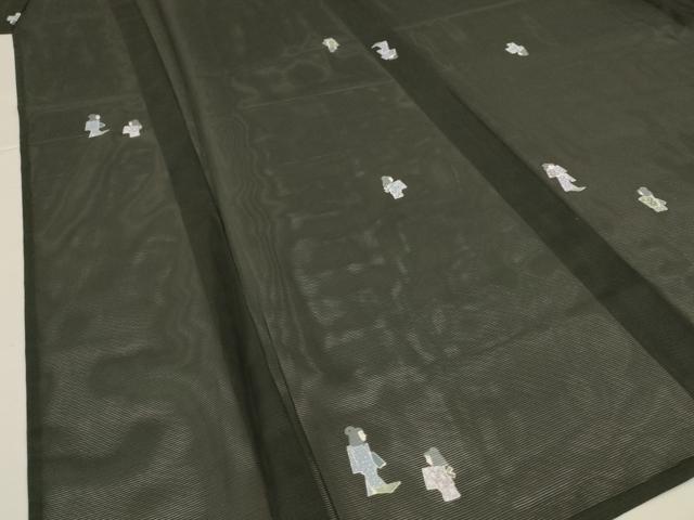 平和屋着物*夏物 小紋 絽 人物文 洗える着物 AABH3911jd