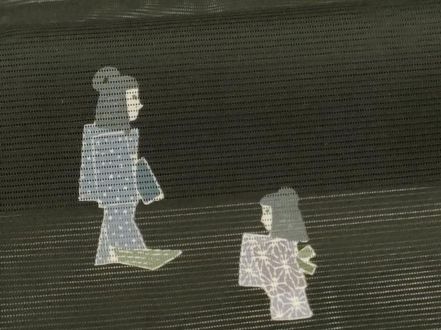 平和屋着物*夏物 小紋 絽 人物文 洗える着物 AABH3911jd