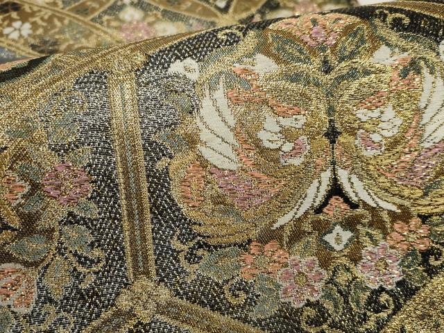 平和屋着物▼六通柄袋帯 光線プレリュード 七宝花文 金銀糸 正絹 逸品 AABH1554wj
