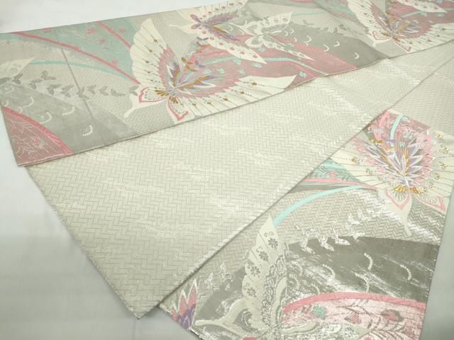 平和屋着物◎佐賀錦 六通柄袋帯 唐織 舞蝶文 金銀糸 正絹 逸品 DABE0526qa
