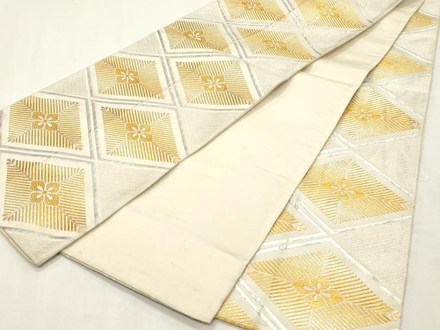 平和屋着物◎全通柄袋帯 菱繋ぎ 金銀糸 正絹 逸品 CABF0059vf