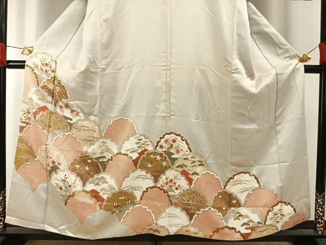 平和屋着物●訪問着 友禅 駒刺繍 雪輪花文 金彩 正絹 逸品 AABH0920fy