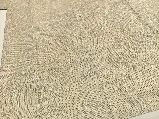 平和屋着物●本場結城紬 重要無形文化財 100亀甲 草花文 正絹 逸品 AABH0913fy