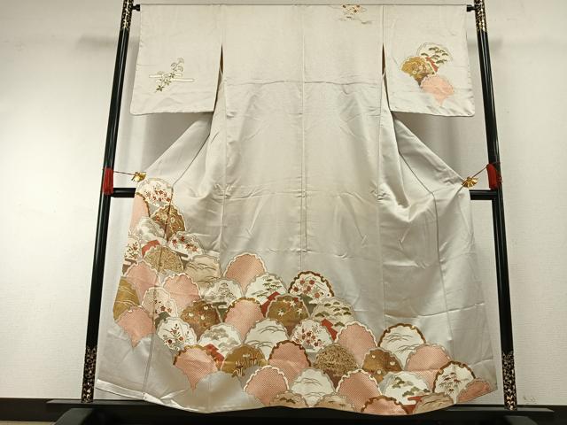 平和屋着物●訪問着 友禅 駒刺繍 雪輪花文 金彩 正絹 逸品 AABH0920fy