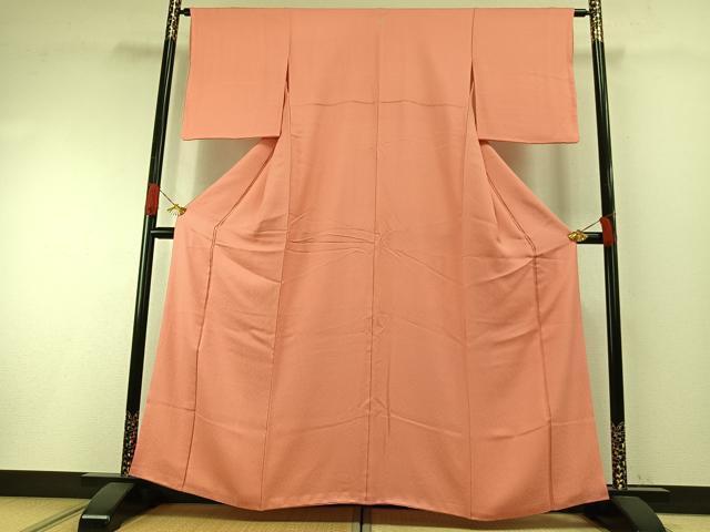 平和屋着物●上質な色無地 曙色 正絹 逸品 AABH0914fy