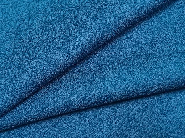 平和屋着物●上質な色無地 花尽くし地紋 藍色 鈴乃屋扱い 正絹 逸品 AABH0908fy