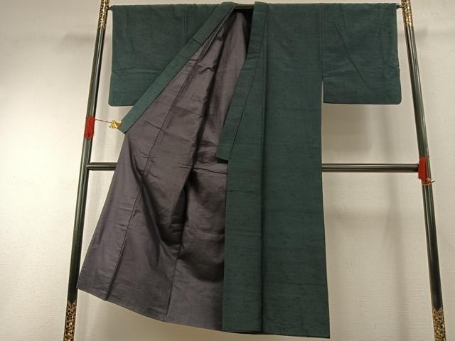 平和屋着物●男性 紬 アンサンブル 褐返色 正絹 逸品 AABH4659fy