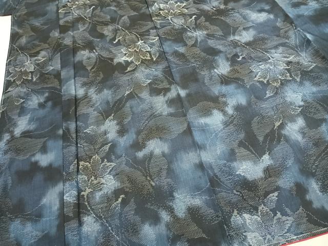 平和屋着物●本場大島紬 花蝶文 正絹 逸品 未使用 AABH4650fy