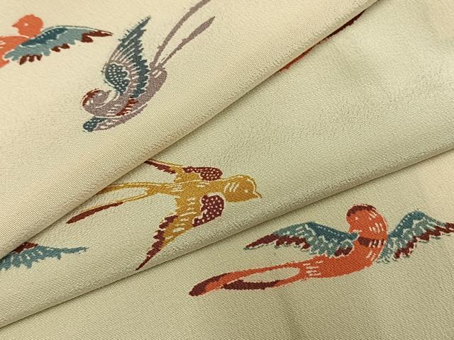 平和屋着物●上質な小紋 型染め 飛鳥文 正絹 逸品 AABH4669fy