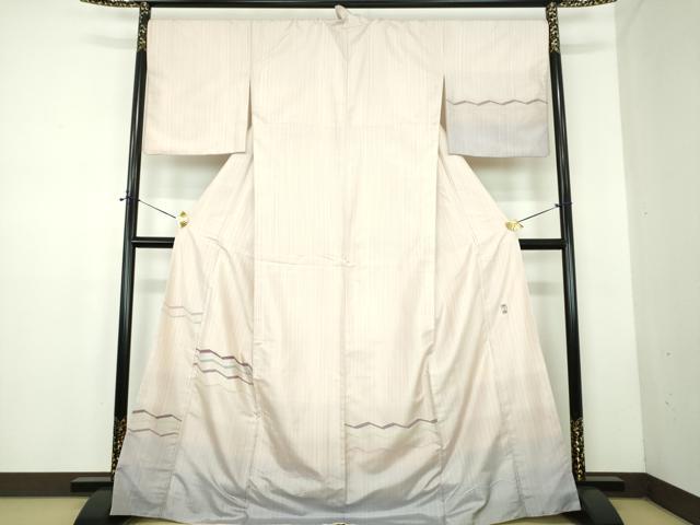 平和屋着物●京の名門 じゅらく謹製 帝王紫 訪問着 紬地 霞横段文 やまと金ラベル 正絹 逸品 DABD1872ps
